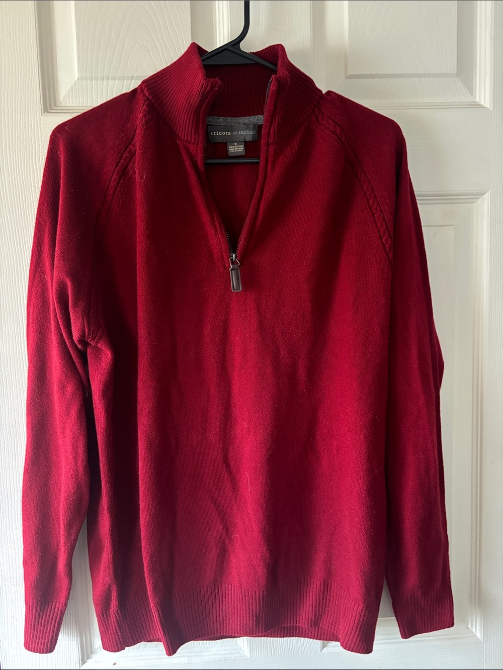 Men's Zip-Neck Sweater in Deep Red